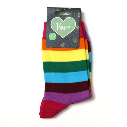 Vibrant Rainbow Striped Organic Cotton Blend Socks by Peace of Mind